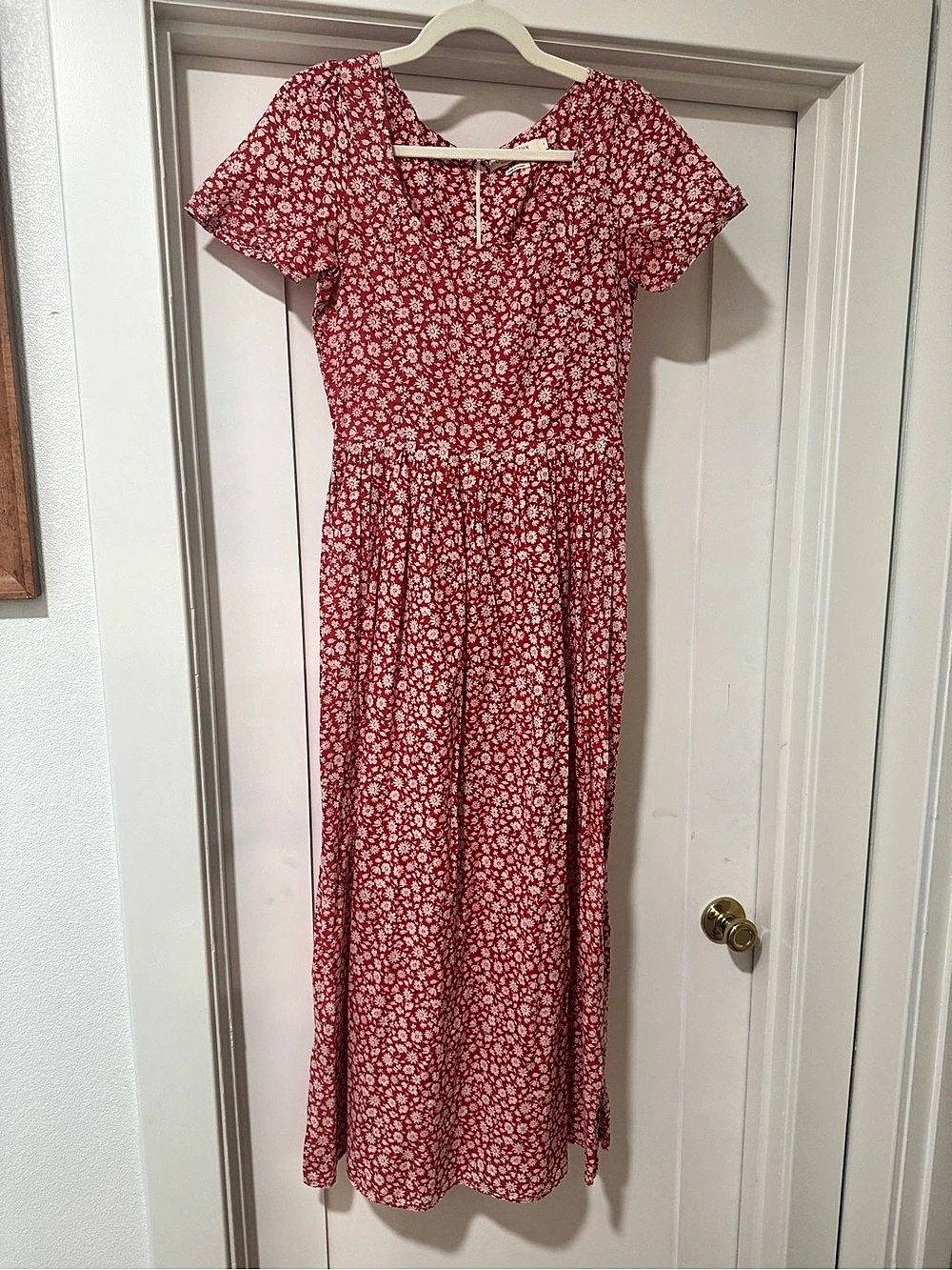 Christy Dawn The Dawn Dress Floral Midi Dress Red & White Small
